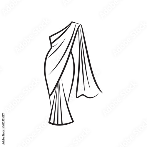 Traditional Indian Saree or Sari Dress Line Art Illustration