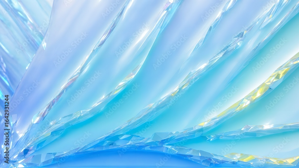 Fototapeta premium Abstract Blue Crystal Waves with Light Reflections
