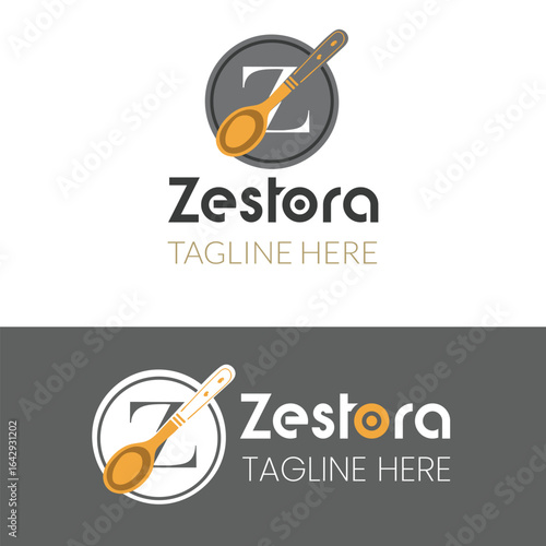 Zestora Food Brand Logo with Spoon and Plate Icon – Modern Vector Design