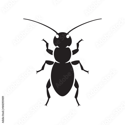 Termite Insect with Wings Solid Black Silhouette Vector