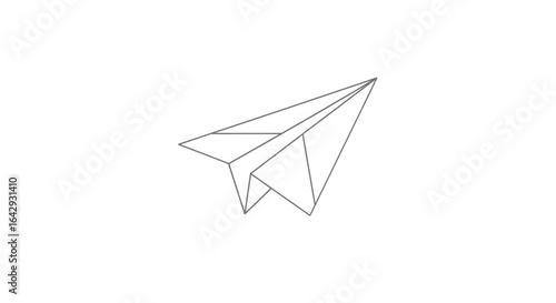 A minimalist vector outline of an origami paper airplane, symbolizing swift communication and the whisking of ideas.