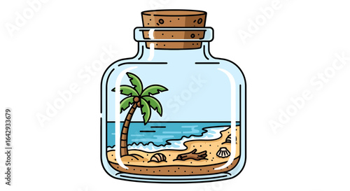 Beach Paradise Encapsulated A Coastal Scene in a Bottle for Dreamy Escape