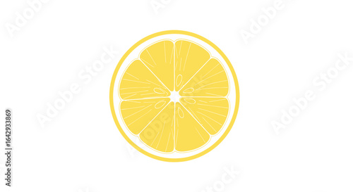A simple vector illustration of a fresh yellow lemon slice. A minimalist citrus fruit icon for healthy food and drink concepts.