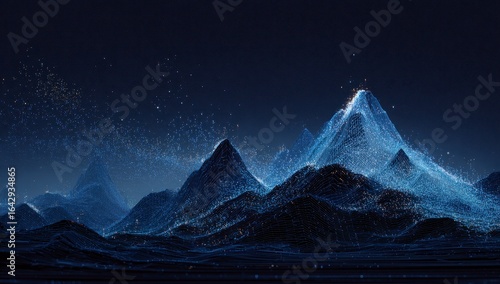 Digital mountains, starry night