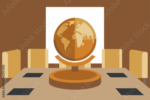 Boardroom with Bronze Globe Centerpiece