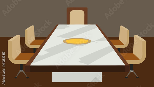 Boardroom with Marble Table and Bronze Inlay