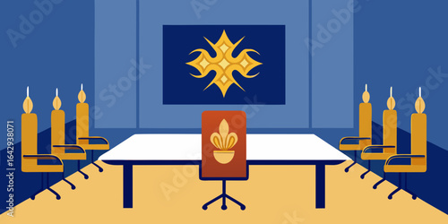 Corporate Meeting Room with Gilded Wall Art