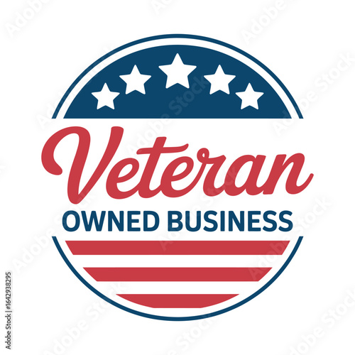Veteran owned business logo with American flag elements vector illustration