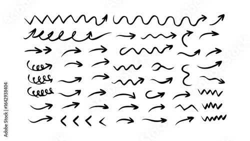 Diverse Hand Drawn Black Arrows collection