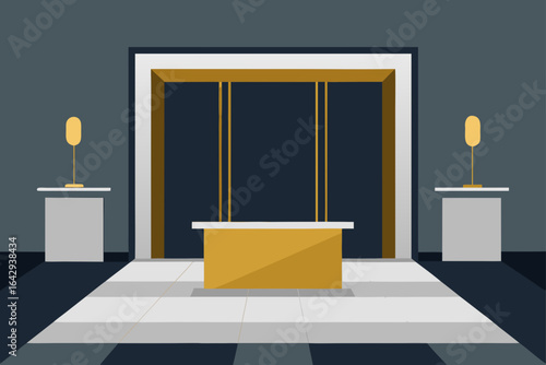 Luxury Reception with Gold Accented Marble Floor