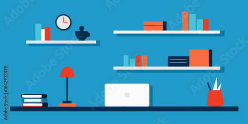 Luxury Workspace with Floating Wall Shelves