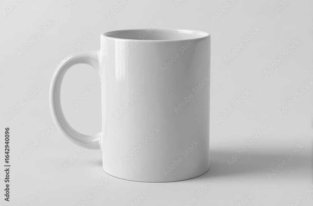 Obraz premium Empty white ceramic mug on plain background
