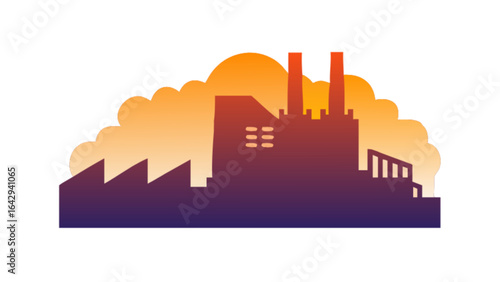 Factory industrial building power plant silhouette vector illustration design graphic resource stock image