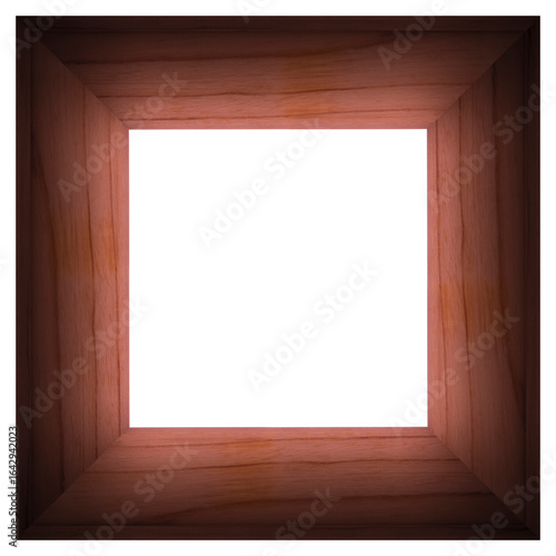dark chestnut color square wooden frame isolated on white