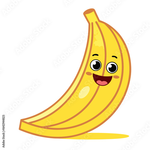 Happy cartoon banana character smiling brightly