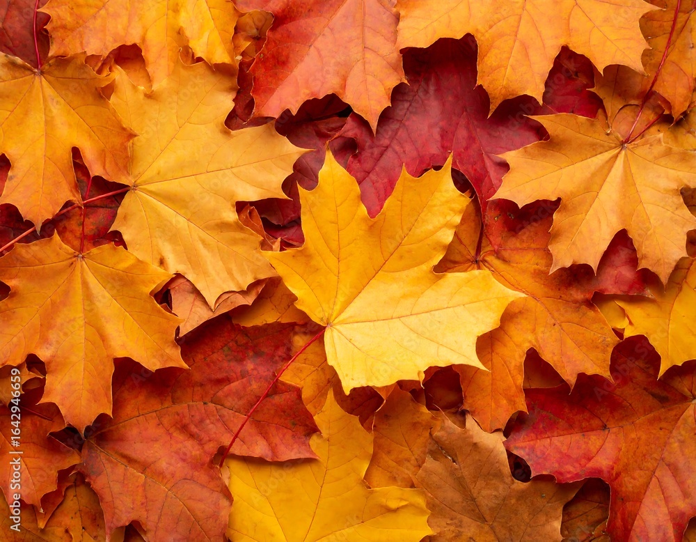Close-up view of vibrant autumn leaves. Close-up view of vibrant autumn leaves.