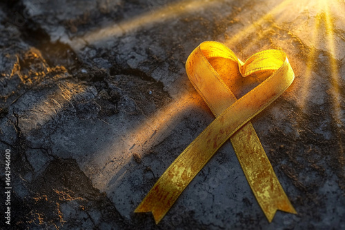 Yellow ribbon, symbol of the world suicide prevention day, or child cancer. September 10th.