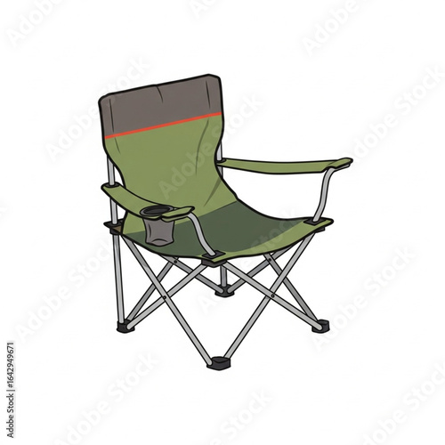 A comfortable, portable folding camping chair with armrests and a cup holder.