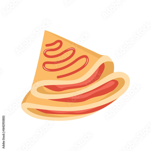 Crepes with strawberry jam. Sweet food. Breakfast crepe. French crepe. 