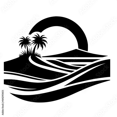 Sand Dunes with Palm Oasis
