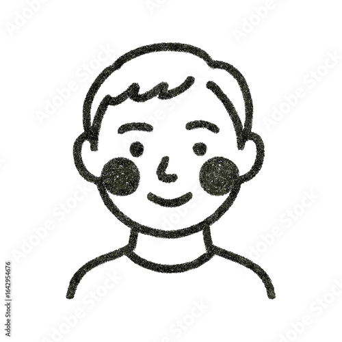 Smiling boy with rosy cheeks in simple illustration style  