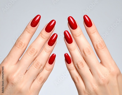 Red nails, perfect oval shape