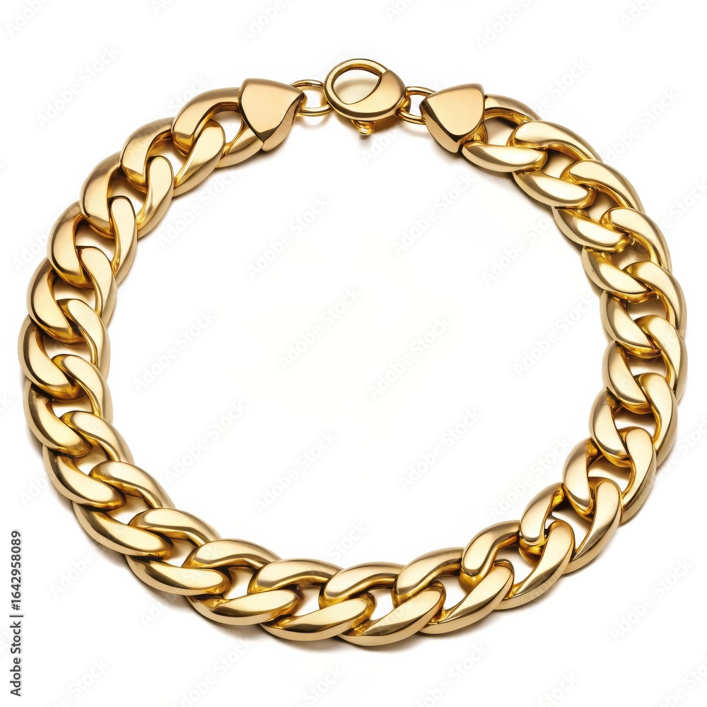 Obraz premium Gold Curb Chain Bracelet isolated on White Background