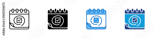 Scheduled Calendar Multi Style Icon Design Vector - Calendar page with check mark, symbolizing a content calendar plan or publishing workflow