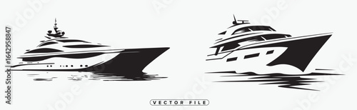 Luxury Yacht Silhouette Set Vector Illustration for Marine and Travel Concepts