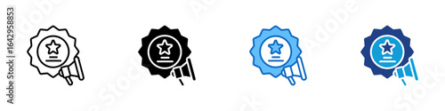 Brand Promotion Multi Style Icon Design Vector - Award badge with megaphone, symbolizing public promotion or endorsement of a product or achievement