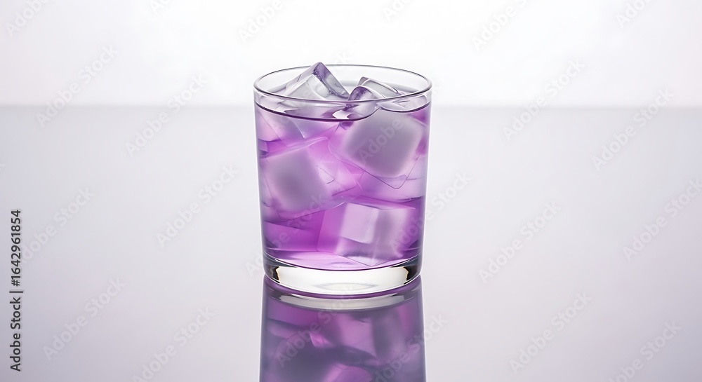 Vector illustration of photo of a refreshing purple cocktail with ice cubes in a clear glass, isolated on a white background, perfect for a summer party or celebration Vector illustration of photo of a refreshing purple cocktail with ice cubes in a clear glass, isolated on a white background, perfect for a summer party or celebration