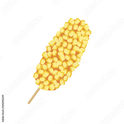 Corndog mozarella. Corndog sausage. Potato corndog. Food fried. Korean street food illustration. 