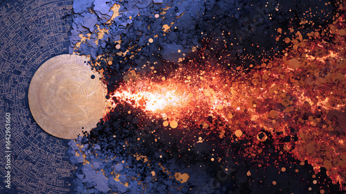 Egyptian Mythology・Isis’s Mourning | Dark Green Energy Field, Linen Silhouette, Red Poppy Petals with Silver Tear Hieroglyphs, Sirius Star, Sorrow & Divinity