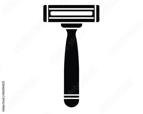A black razor for shaving isolated on white background is displayed