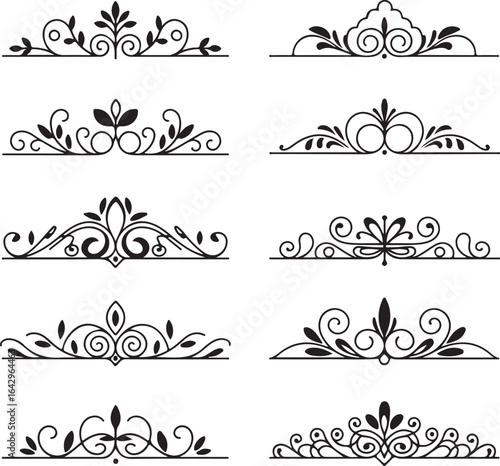 Elegant Vector Ornaments Set Flourish Decorations for Invitation Cards and Vintage Designs Creating a Refined Aesthetic
