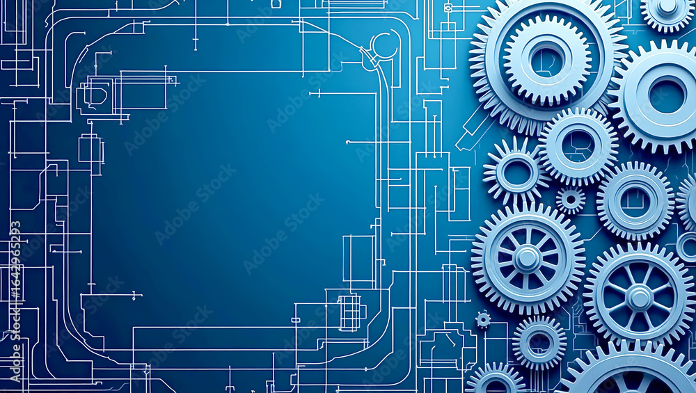 Obraz premium Abstract Blueprints with Interlocking Gears Design