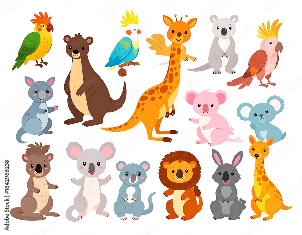 Naklejka premium Cute cartoon animals
