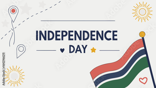 Celebrating Suriname's Independence Day with vibrant symbols, this design highlights the national flag, stars, and sun, embodying the spirit of freedom and national pride.

