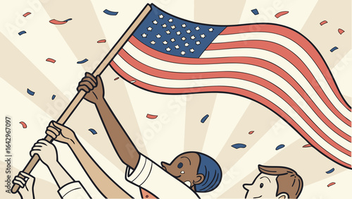 Unity in Celebration: Raising the American Flag

