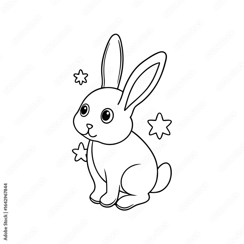 Fototapeta premium Happy Printable Bunny Jumping in Puddles for Kids