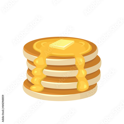 Butter cheese pancake illustration. Buttermilk pancake. Dessert pancake. Home made pancake.