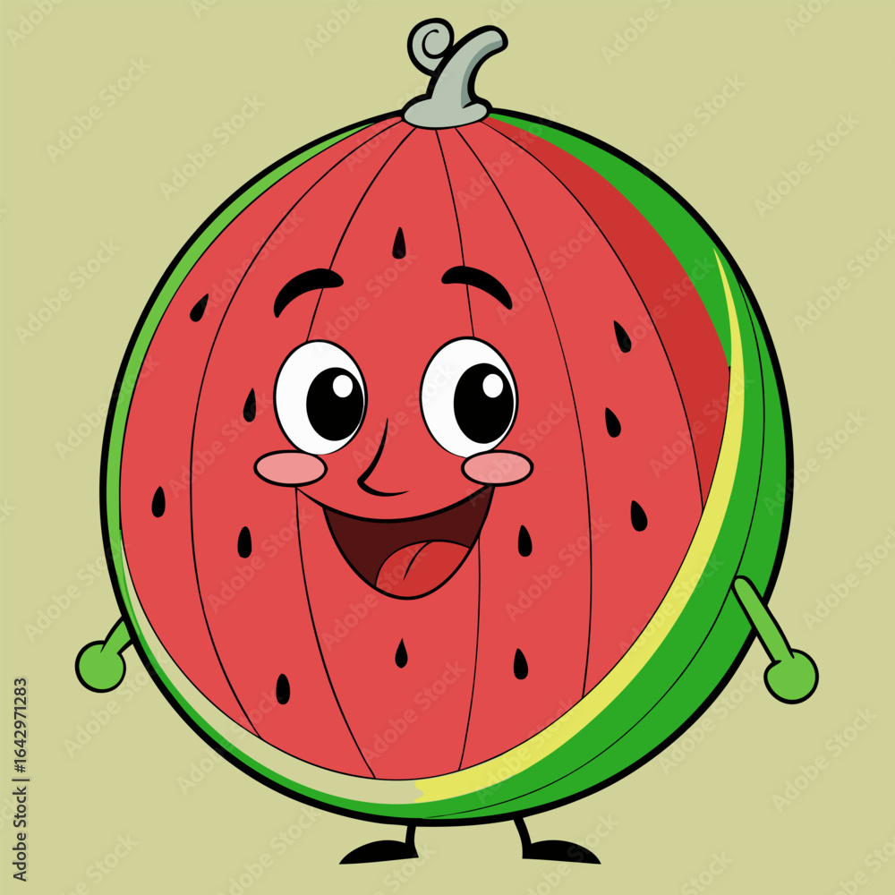 Obraz premium Cartoon watermelon character summer fruit food