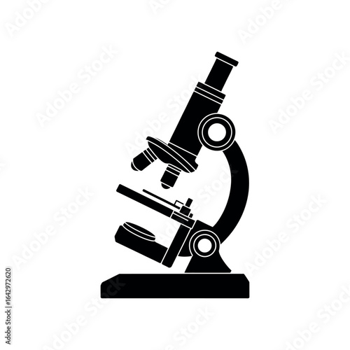 Black silhouette of a scientific microscope scientific instrument