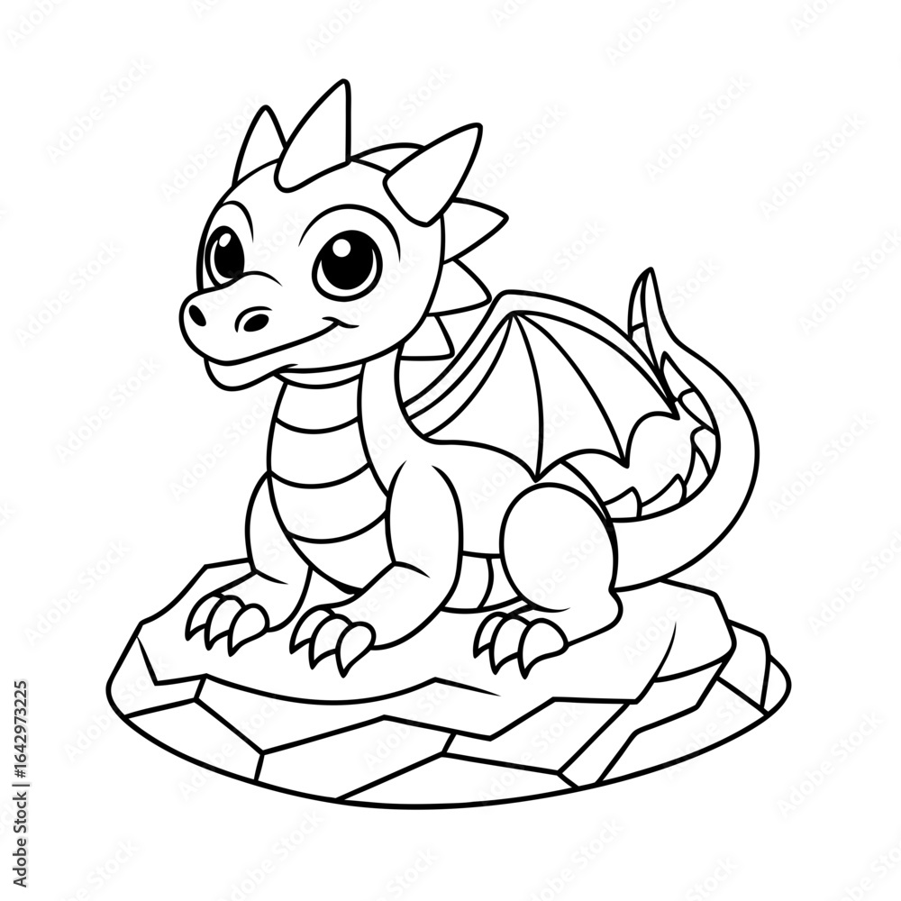Obraz premium Printable dragon swimming in a pond outline