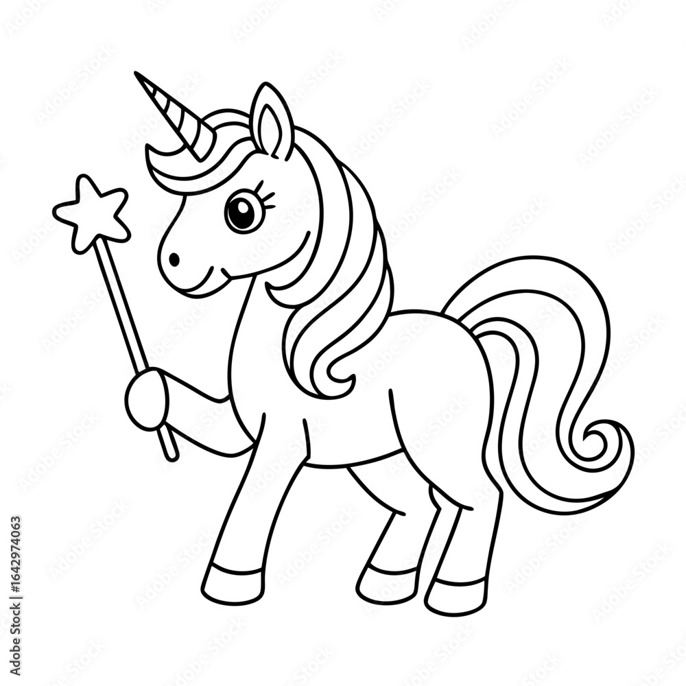 Naklejka premium black outline printable unicorn wearing a flower crown