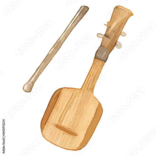 Balalaika Illustration – Hand-Drawn Russian String Instrument with Triangular Body