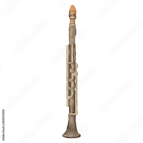 Clarinet Drawing – Hand-Drawn Woodwind Instrument in Vintage Style with Detailed Linework