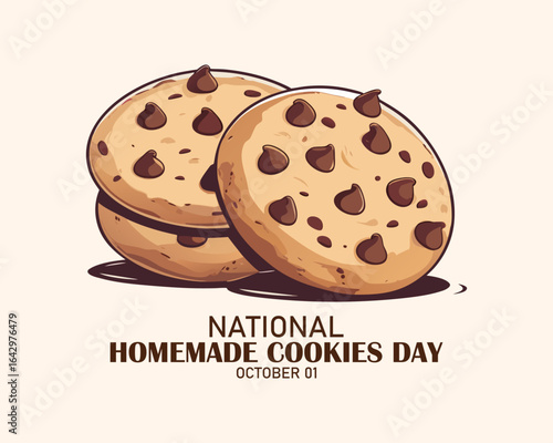 National Homemade Cookies Day vector illustration. Sweet round cookies with chocolate icon vector. October 01.
