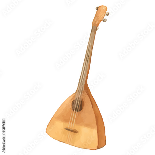 Balalaika Illustration – Hand-Drawn Russian String Instrument with Triangular Body and Three Strings