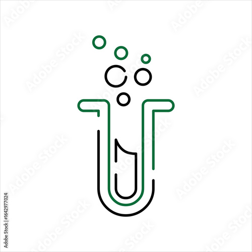 Test Tube with Bubbling Green Liquid and Outline 